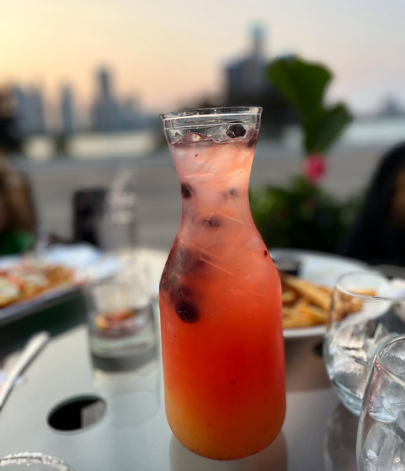 Sangria pitcher on the patio
